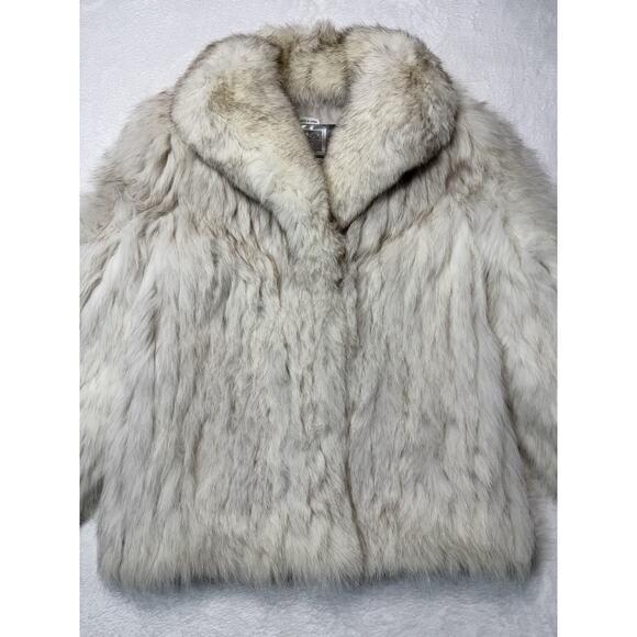 VINTAGE Saga Fox Norway Fur Made In Korea Real Genuine Gray White Pelts Large - Picture 1 of 5